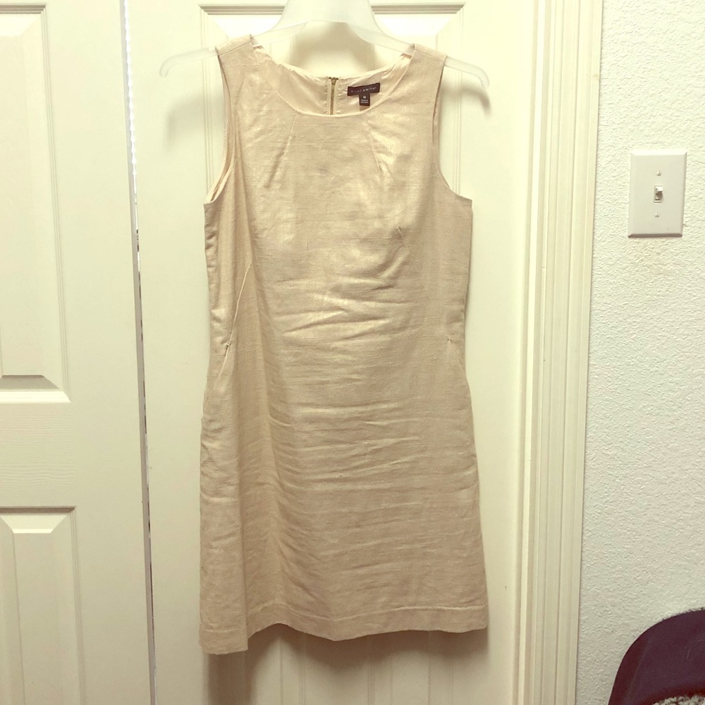 Sleeveless linen structured sheath dress, size 10